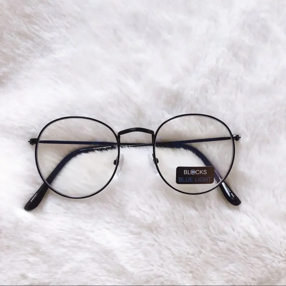 Mai Black Round Computer Blue Light Glasses